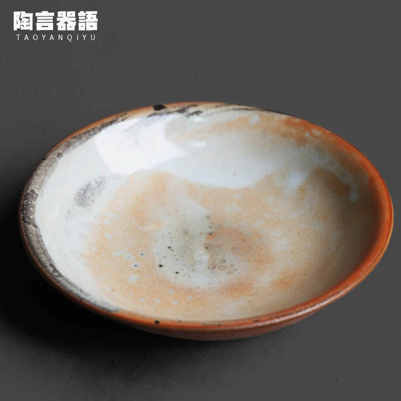 Shibayaki Retro Ceramic Chinese Zen Pastry Fruit Dim Sum Tea Plate