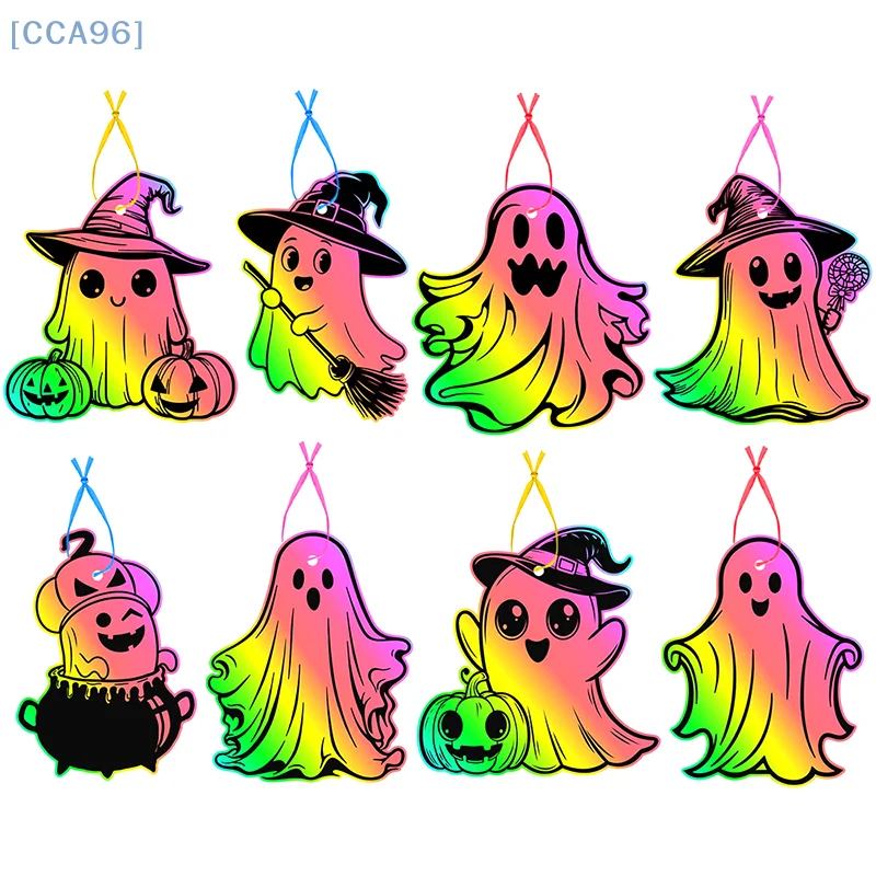 할로윈 파티 장식 스크래치 카드 유령 DIY 다채로운 스크래치 그림 유령 축제 할로윈 장식 교수형 휴일