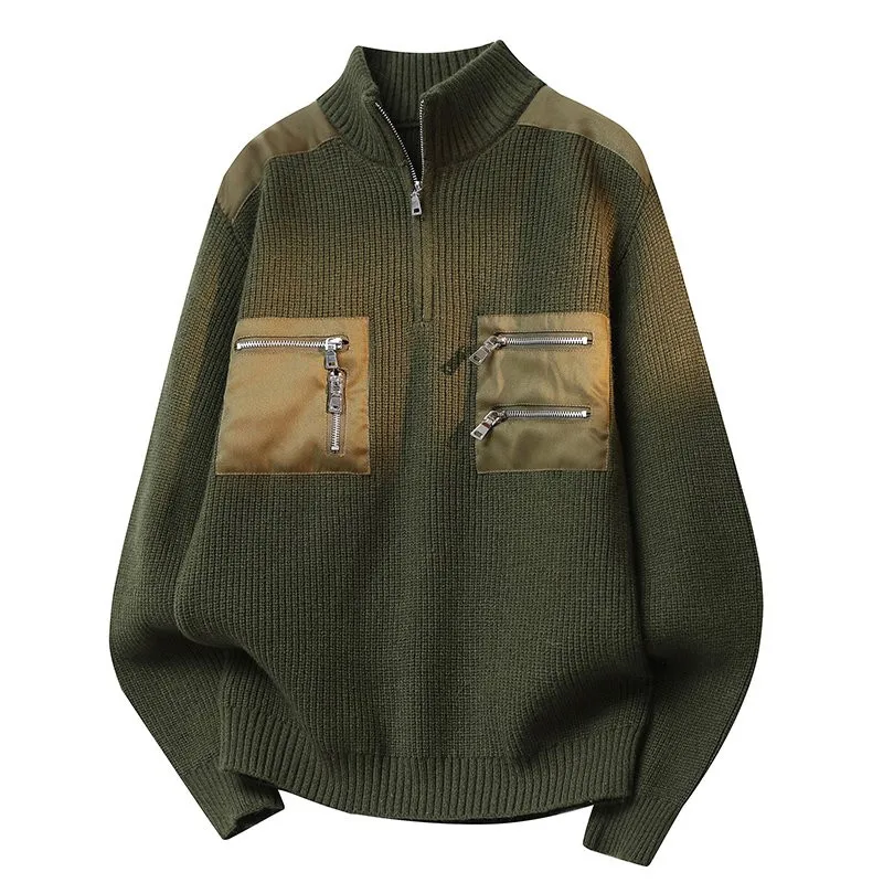 

Мужской вязаный свитер на молнии с воротником, осенне-зимний, модный, повседневный, универсальный, утепленный, из полиэстера, теплый, цветной
