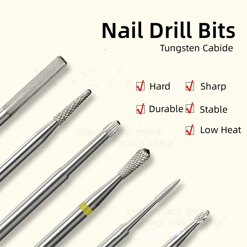 Carbide Nail Drill Bits 3/32 Inch Professional Tungsten Nail Bits for Remove Acrylic Gel Nails, Cuticle Clean Manicure Pedicure