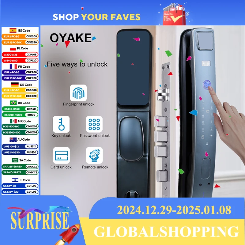 

Fully automatic Intelligent Digital door lock Biometric fingerprint password card key unlocking USB Emergency Charge