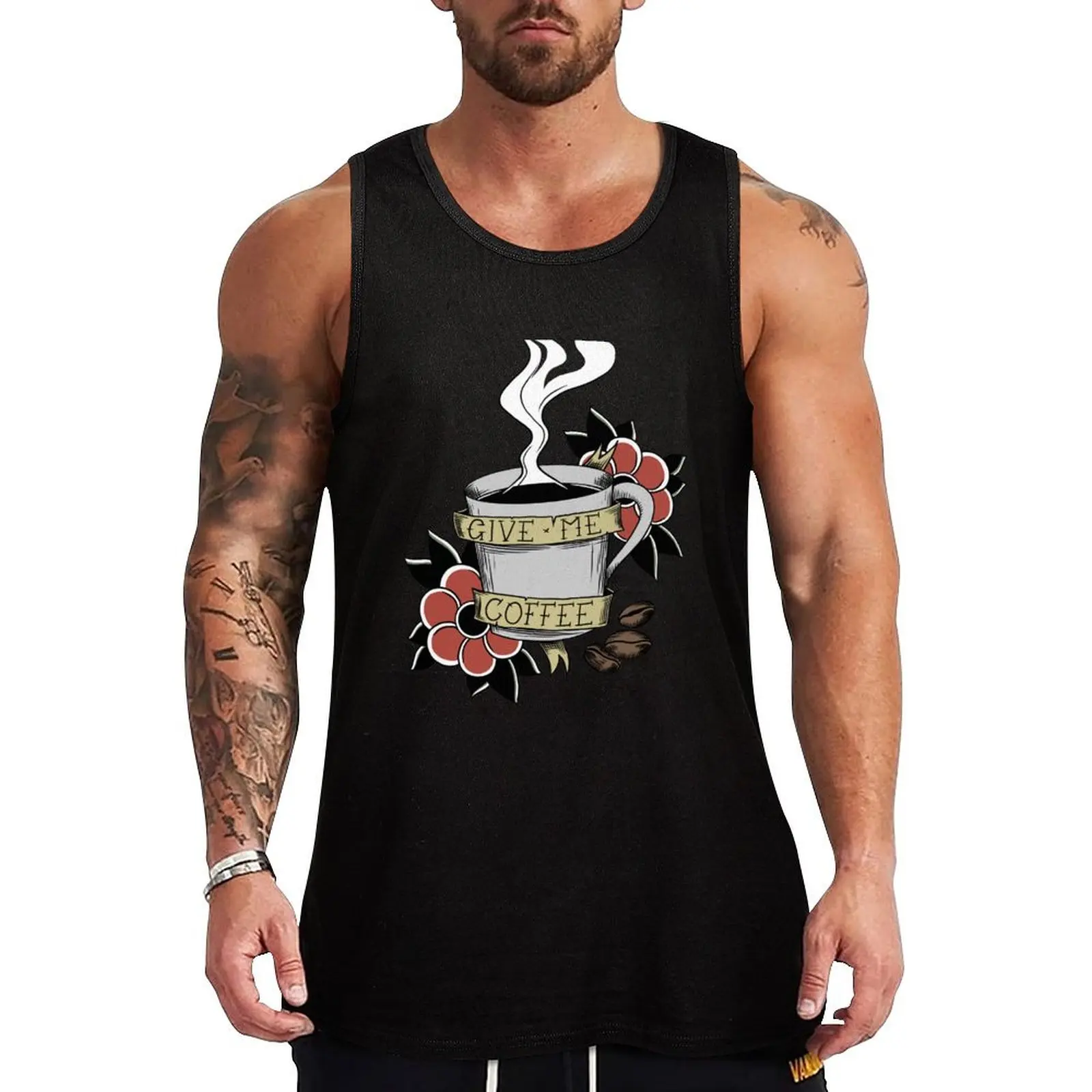 Give me coffee (color) Tank Top gym shirts t shirt Vests summer Men's tops