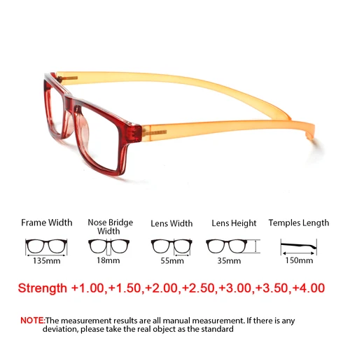Imagen 2 del producto TUREZING-gafas de lectura rectangulares para mujer, patillas suaves, diseño colgante en el cuello, cómodas lentes transparentes HD, gafas graduadas