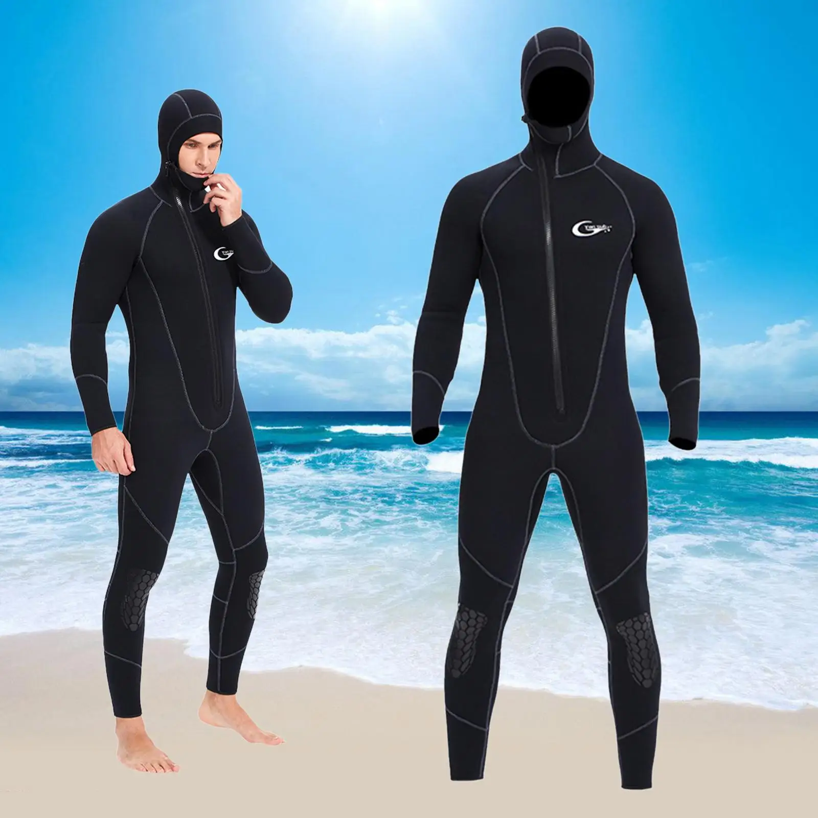 

Hooded 7mm Neoprene Swetsuits Long Sleeve Wet Suit Swimsuit UPF 50+ Diving Wetsuits Jumpsuit for Scuba Diving Swimming Kayaking