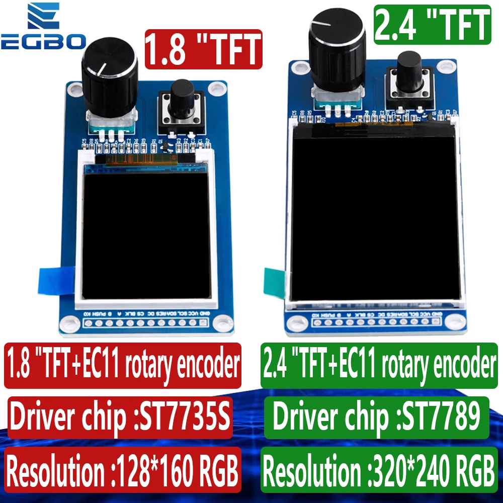 1.8-inch 2.4-inch TFT display screen with EC11 rotary encoder combination module SPI interface LCD display screen for arduino