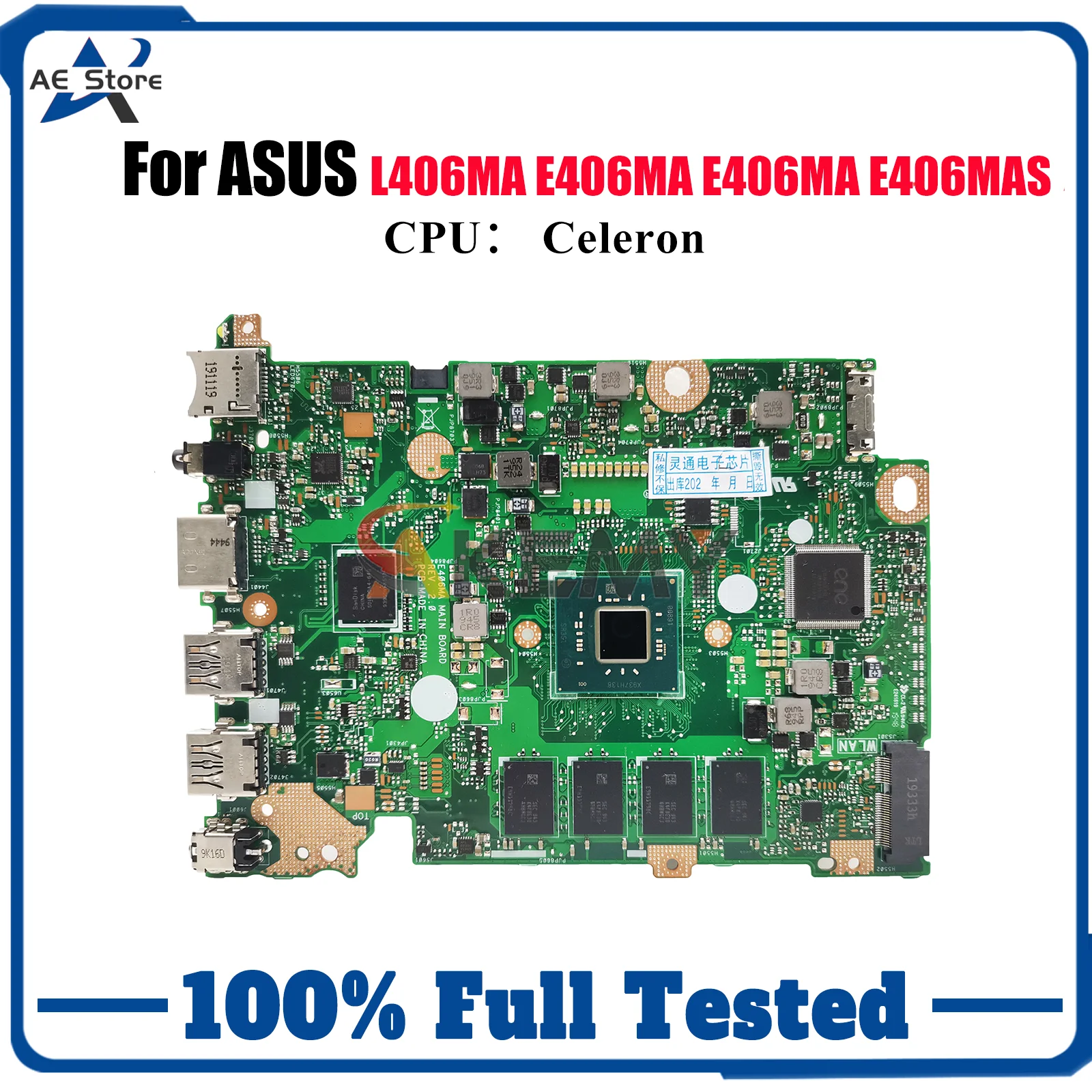 

E406MA Laptop Motherboard For ASUS EeeBook E406MAS L406MA E406MA E406M Notebook Mainboard W/ Celeron CPU 100% tests OK fast ship