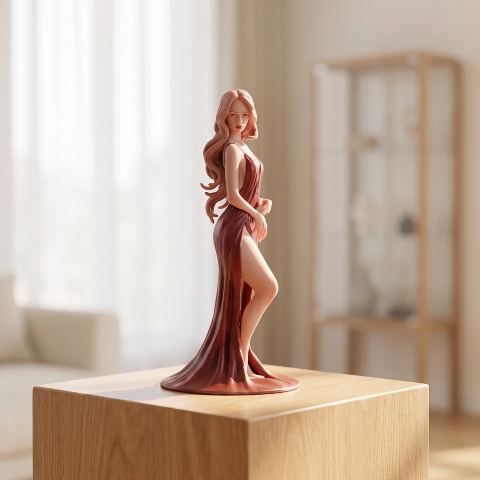 Female Figurine Lifelike Miniature Figure with Base Painted Miniature High Realism Woman Figure Premium for Collectors