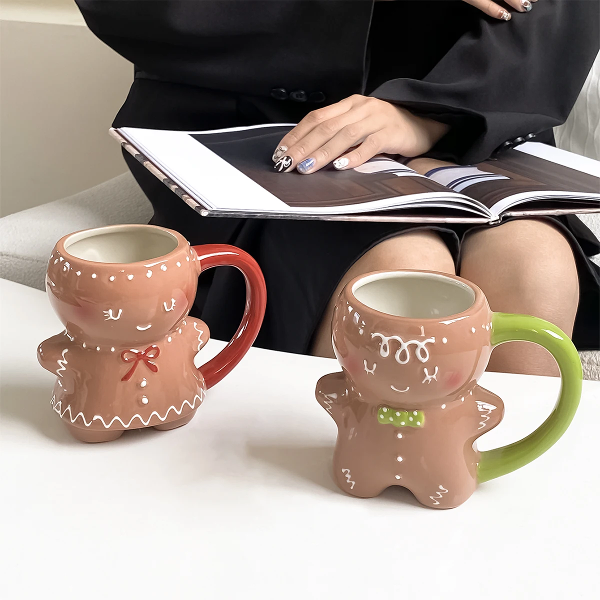 1 قطعة 320 مللي التصميم الأصلي لطيف الزنجبيل رجل السيراميك القدح ، لطيف الكرتون نمط فنجان القهوة كوب حليب ، مناسبة للديكور المنزل ، عطلة كوب الشرب كوب الإفطار عالي المظهر كوب لاتيه ، هدية عيد الميلاد ، هدية هدية هدية