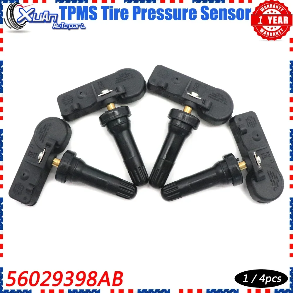 XUAN 4PCS 56029398AB TPMS Tire Pressure Monitor Sensor For DODGE RAM 1500 2500 3500 PICKUP C/V PROMASTER 2010-2016 433MHz