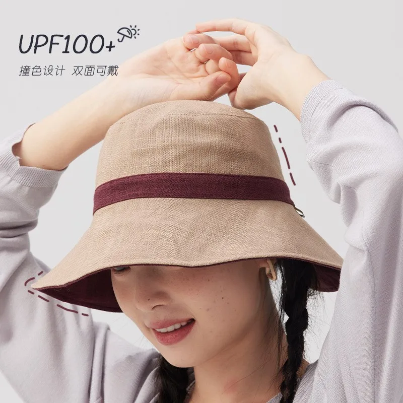 Double-sided double-wear embroidered fisherman's hat headband and sunshade