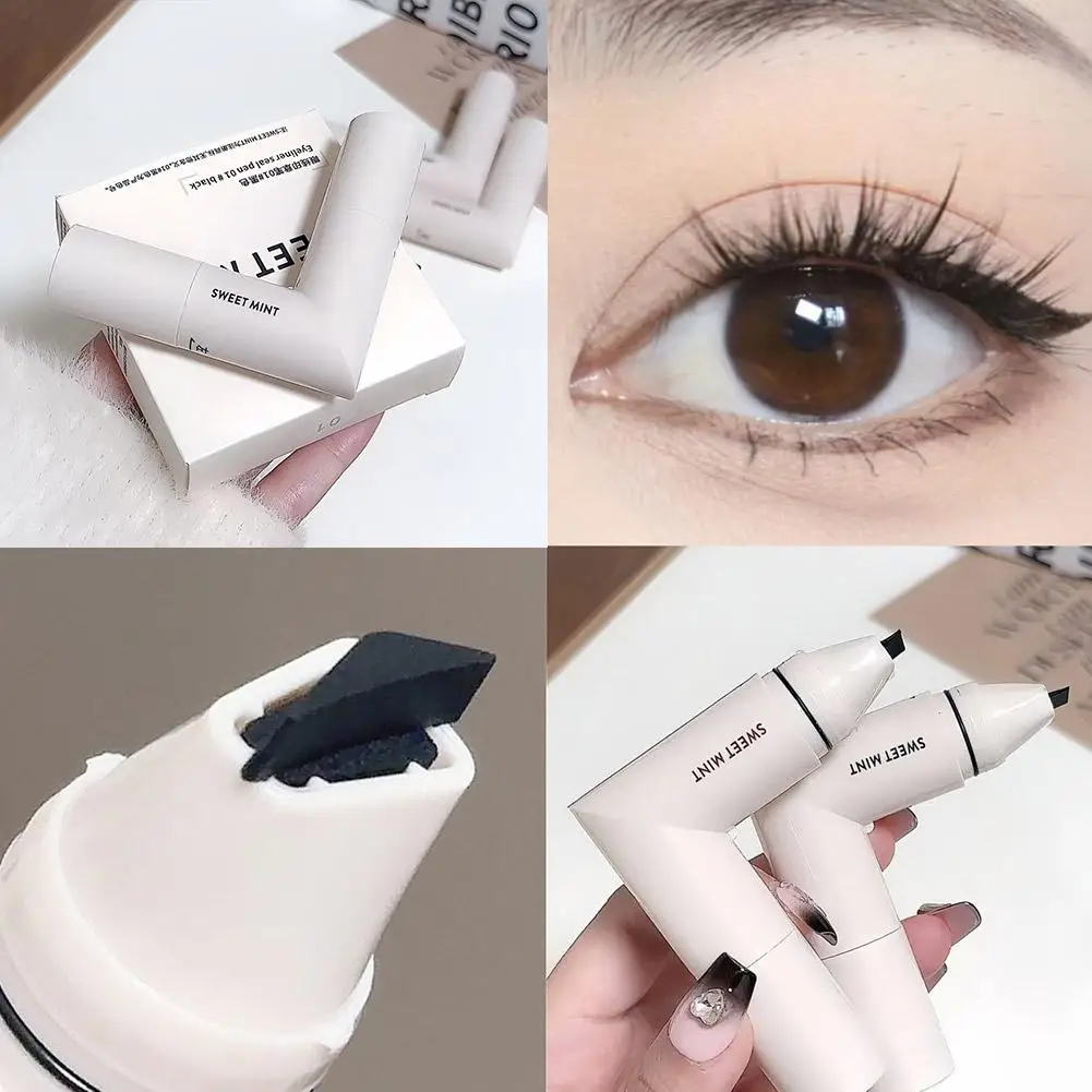 Wasserdichter, integrierter Eyeliner-Stempel mit doppeltem Flügel, schweißfest, langlebig, einfach zu verwenden für Anfänger, Lazy Makeup-Schablone Mak M5O5