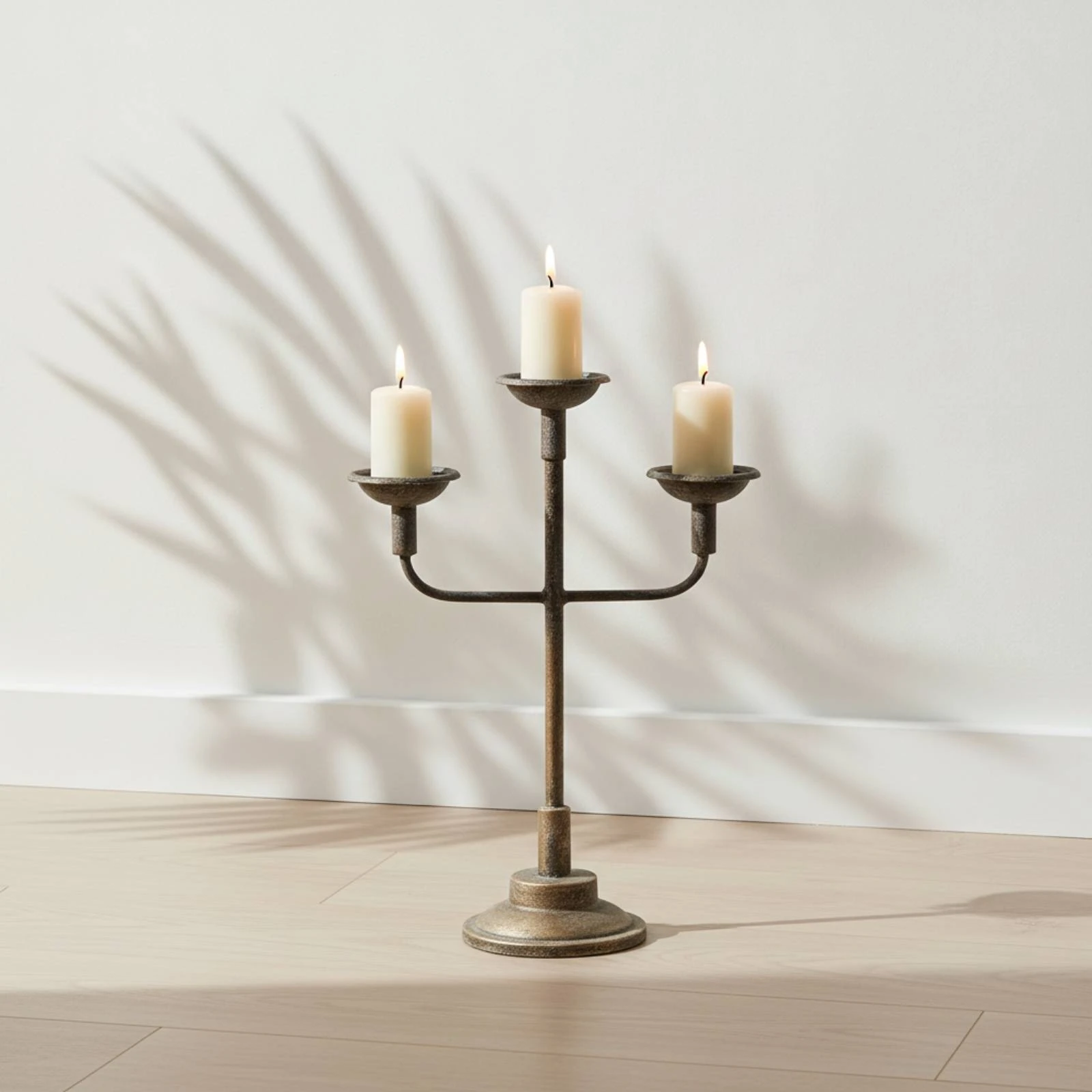 Wrought Iron Candlestick Holder Freestanding Wrought Iron Candle Holder Candle Stand with Round Base Heavy Home Decor - view 3