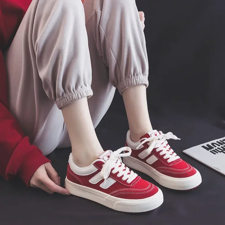 Scarpe di tela con suola spessa per donna Sneakers da donna a righe scarpe vulcanizzate con punta tonda scarpe da ginnastica da Tennis Casual da donna