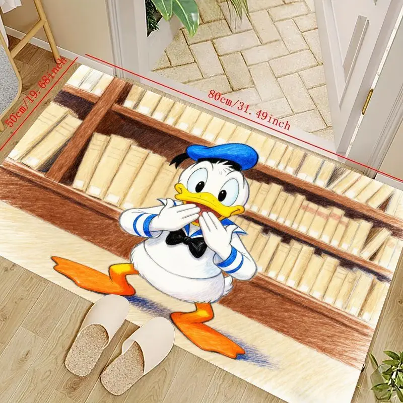 

1 шт., коврик для двери с персонажем мультфильма «Дональд Дак Диснея», 50x80 см / 19,7x31,5 дюйма, тематический напольный коврик для книжной полки для библиотеки, милый противоскользящий Abso