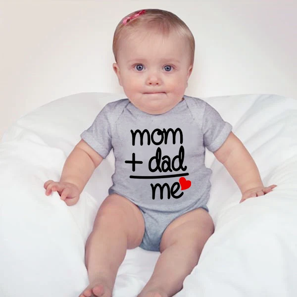 Dad Plus Mom Equals Me Funny Letter Baby Onesies Baby Boys Girls Romper Infant Clothing Newborn Costume Baby Clothes