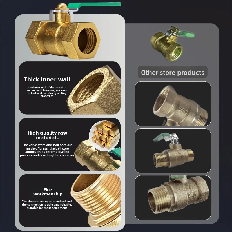 Thickened Brass Ball Valve 2 4 DN20 Water Air Pipeline On Off Control Pneumatic Compressor Fitting 10pcs
