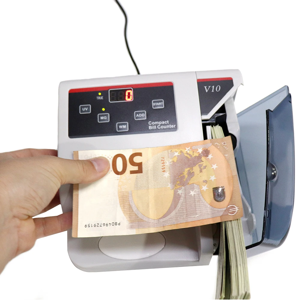 Portable Mini Money Counter Worldwide Currency Cash Banknote Bill Counting Machine Detector with UV/MG/WM Counterfeit Detection