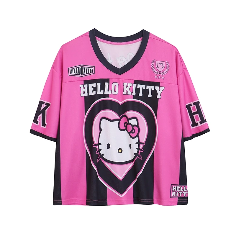 

Miniso мультфильм аниме игривый и милый спорт на открытом воздухе быстросохнущая впитывающая пот бейсбольная куртка с v-образным вырезом свободный повседневный трикотаж T