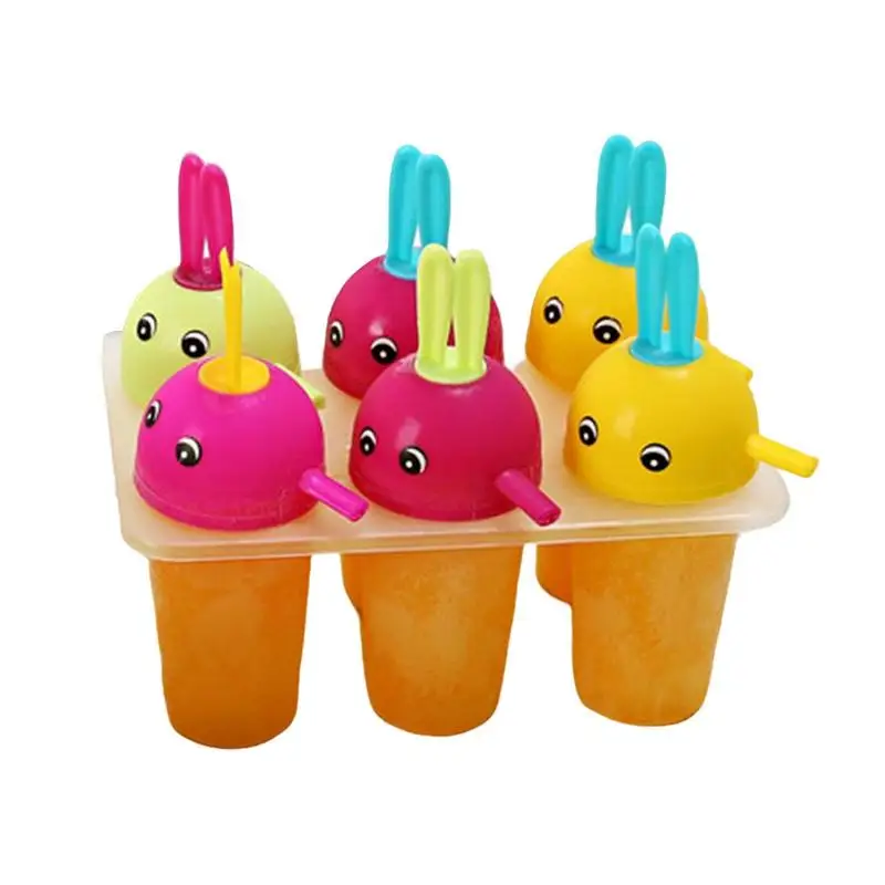 Popsicle Molds For Kids 6-Cavity Easy Release Icecream Mould Reusable Homemade Ice Box For DIY Homemade Ice Cream Freezing