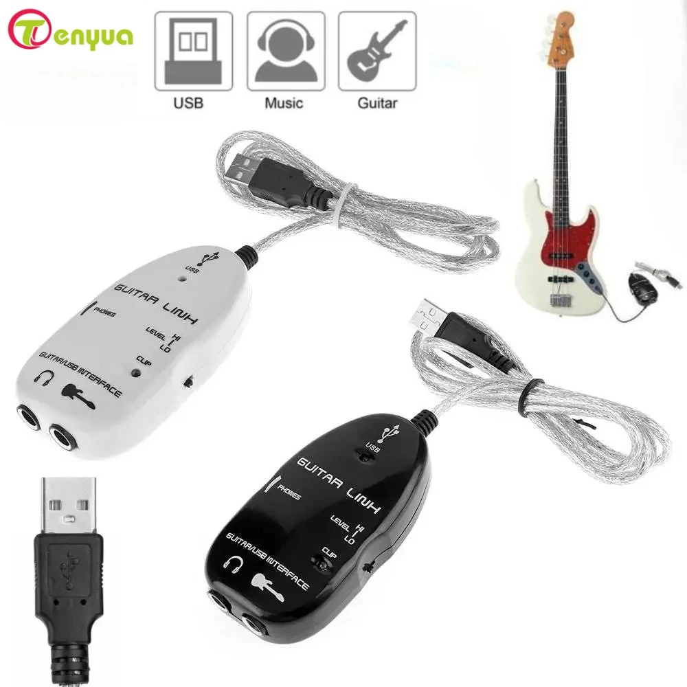 Electric Guitar to USB Interface Link Audio Cable Music Recording Adapter For PC Guitar to USB Sound Player Sound Card Effector