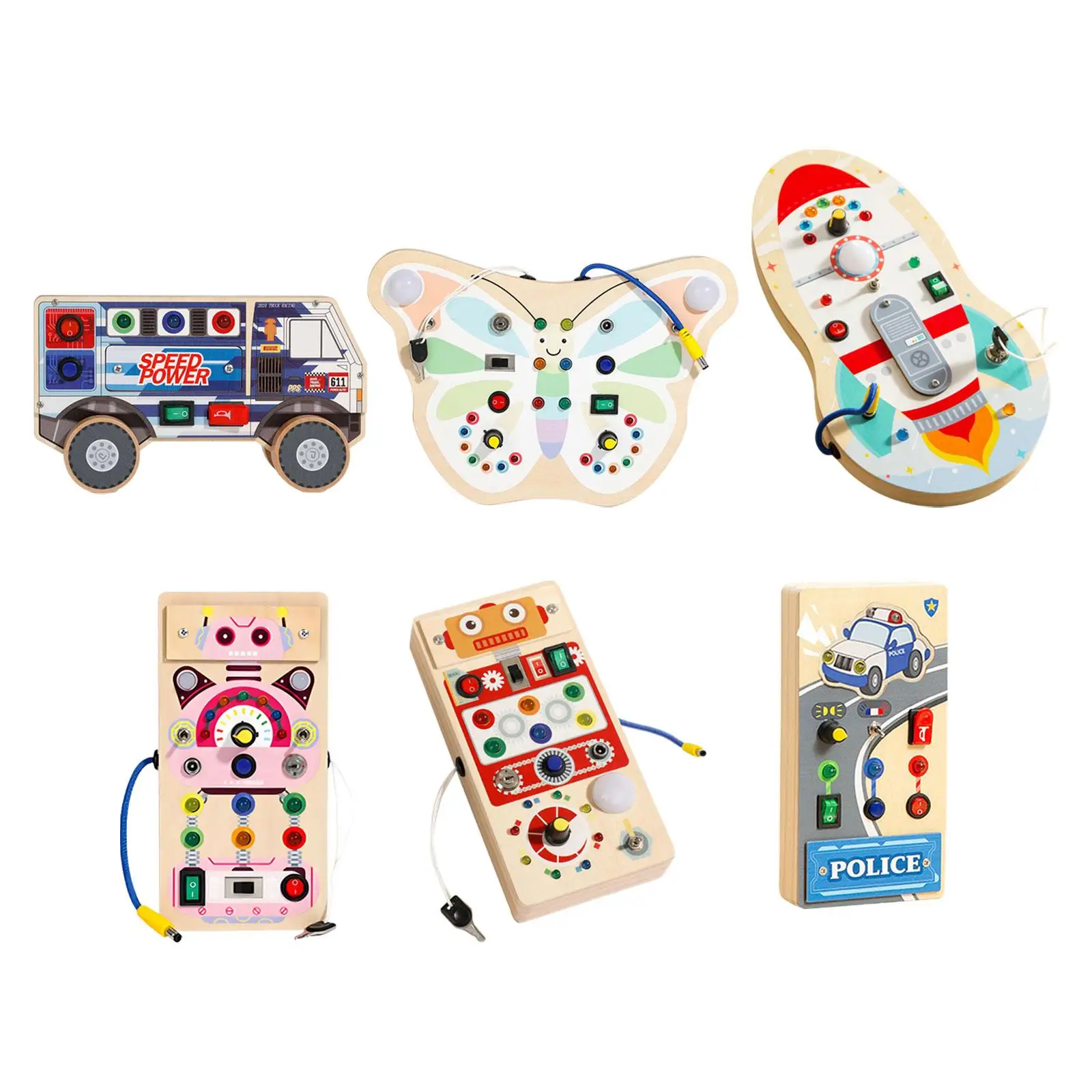 Montessori Switch Busy Board Wooden Toddlers Busy Board Birthday Gift Sensory Toy for 1+ Year Old Baby Boys Girls Toddlers