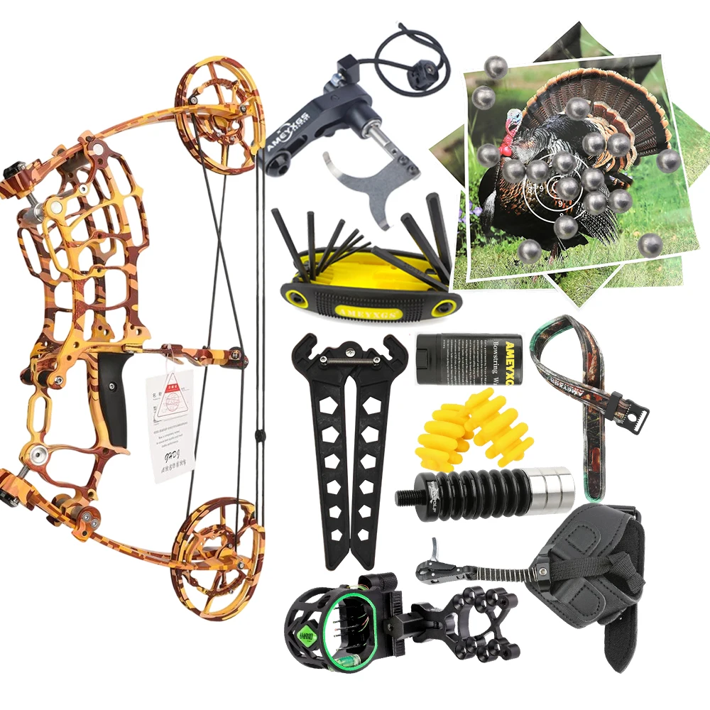 Dual-use Compound Bow 30-60lbs Adjustable Draw Weight 19 Axle 420FPS 80% Let-off Right Hand for Steel Ball Shooting Archery Hunting