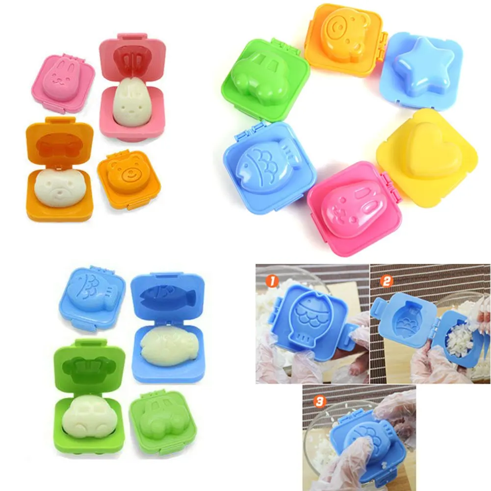 6 pieces boiled egg sushi rice Mold Bento Maker Sandwich Cutter Decorating Mould