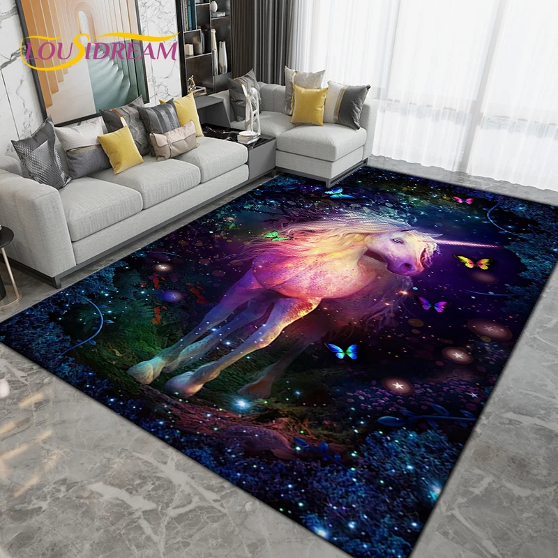 

Cartoon Cute Unicorn Area Rug,Carpet Rug for Living Room Children's Room Decoration,Kids Play Crawl Soft Non-slip Floor Mat Gift