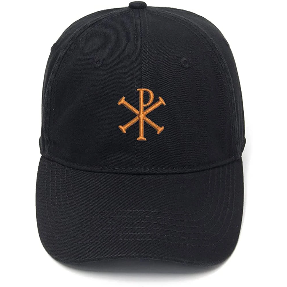 

Lyprerazy Men's Baseball Cap Chi Rho Christian Embroidery Hat Cotton Embroidered Casual Baseball Caps