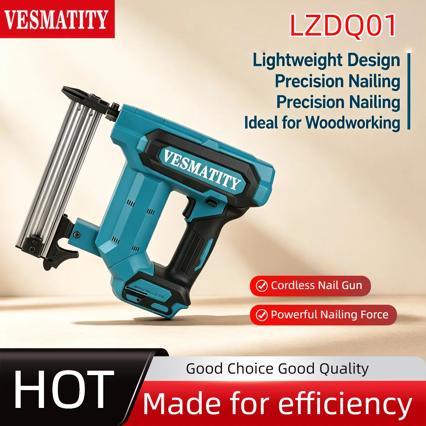 VESMATITY for Makita Battery 100-Nail Heavy Nailer Cordless Tool for Flooring Shelving DIY Wood Projects Pro Turbo Max