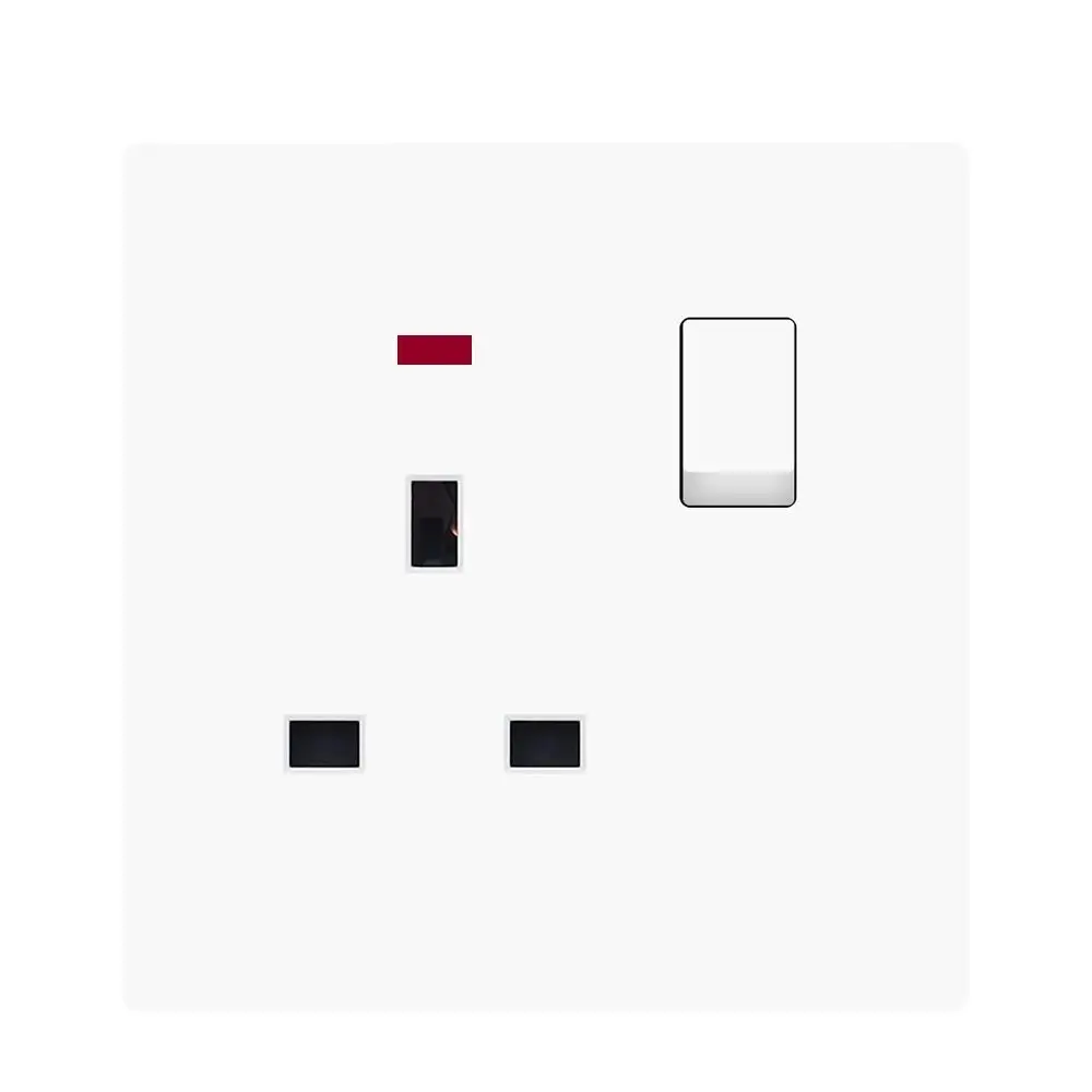 VISWE UK Standard Wall Outlet 13A AC 110-250V, Switched Socket with indicator, 86*88mm Ultrathin Plastic Panel