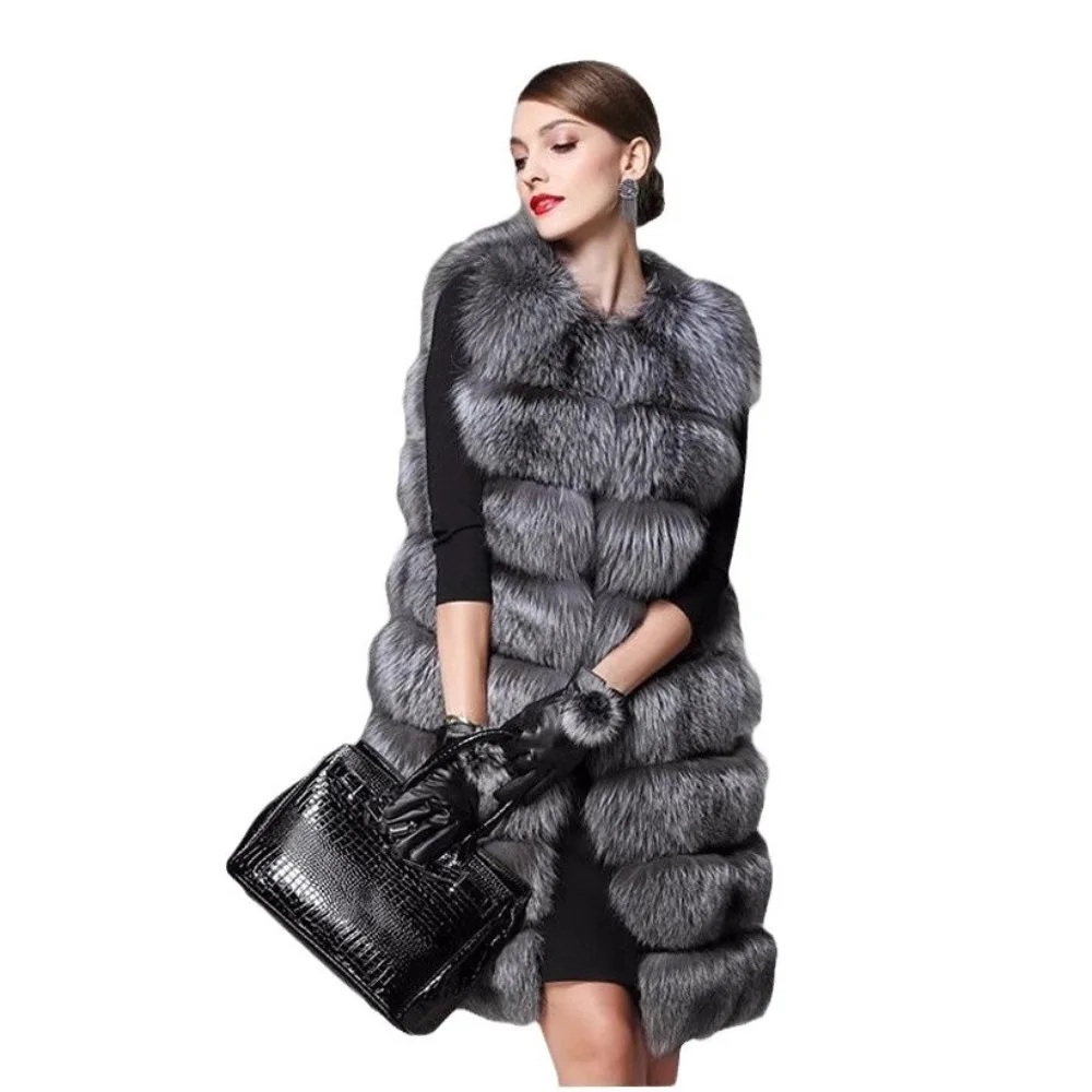 Women Patchwork Thick Faux Fox Fur Tops Cardigan Leather Long Sleeve Coats Streetwear Spliced Casual Ladies Winter 2026