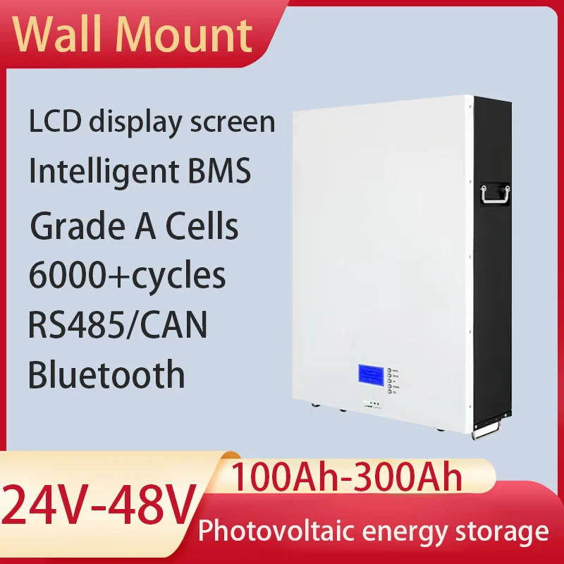 

New 48V 2KW 3KW 5KW Wall mounted 24V 100Ah 150Ah 200Ah 300Ah 400Ah Lifepo4 Photovoltaic Home Base Station Energy Storage Battery