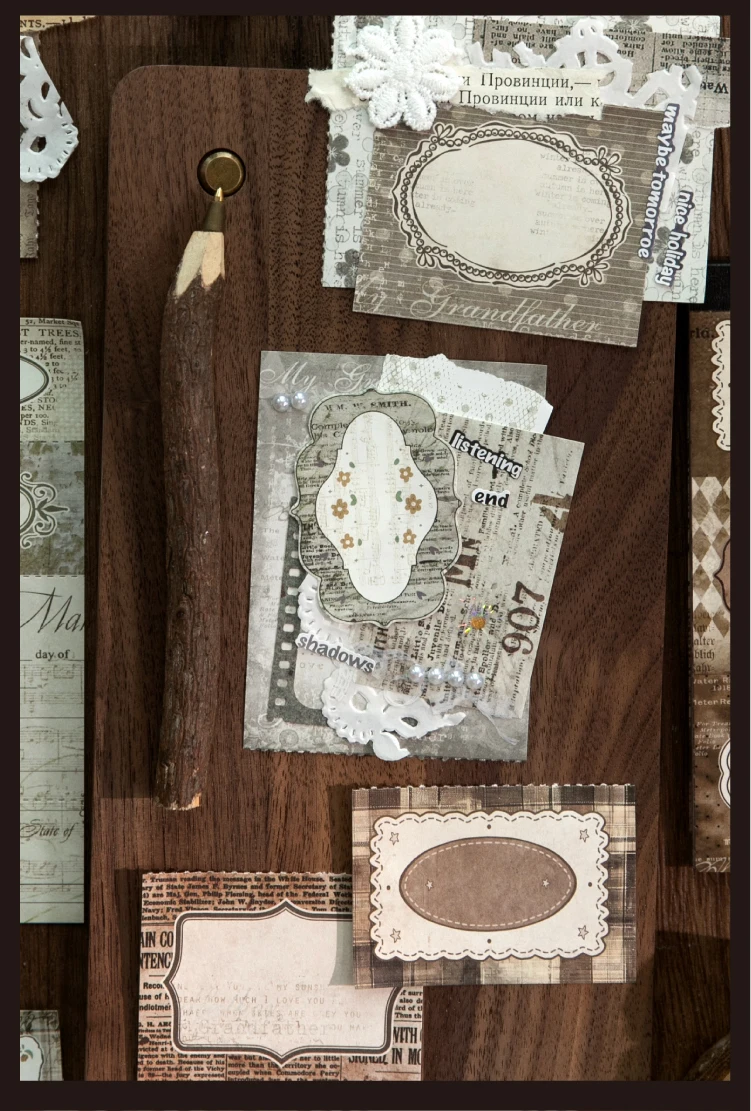 Journal GO 40 Stück Retro Abreißblock Vintage Rahmen Scrapbooking Dekorationsmaterial Collage Junk Journal DIY Materialpapier – Detail 7