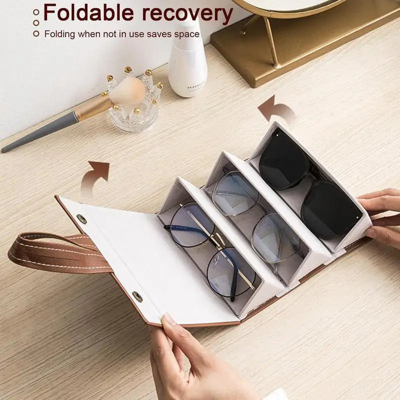 Multiple Pairs Travel Sunglasses Organizer Case 3/5 Slot Multi Glasses Storage Case Portable Foldable Eyeglasses Holder Box