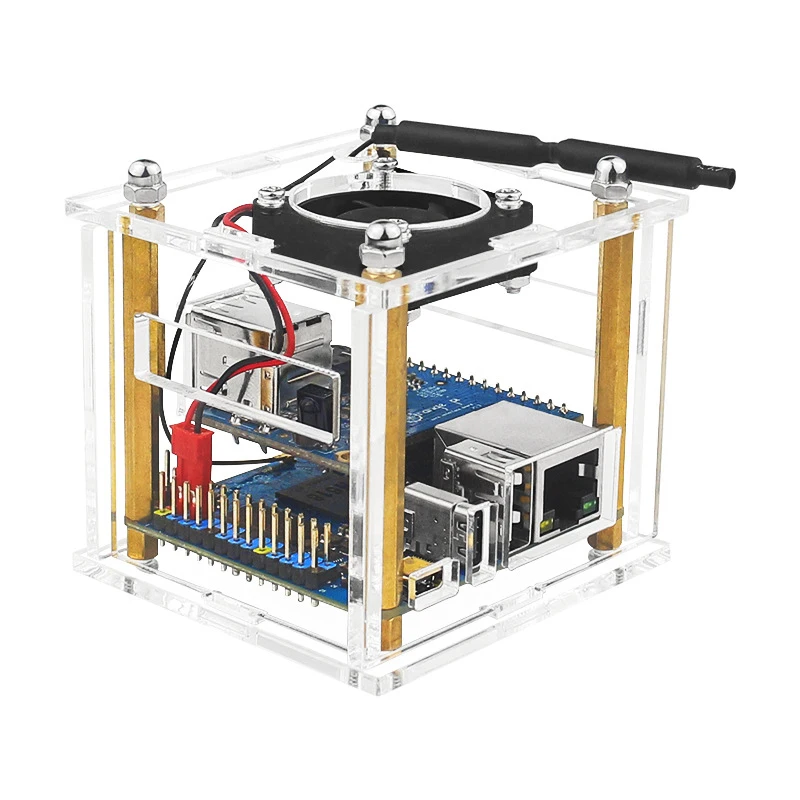 Acrylic Case for Orange Pi Zero 3, Transparent Shell with Cooling Fan and Heatsink