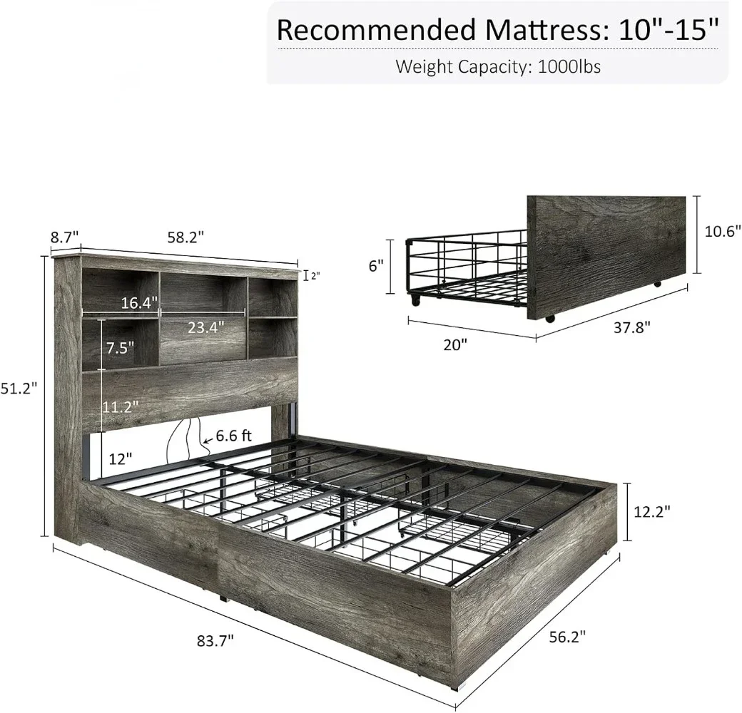 Wooden Platform Bed with 51.2