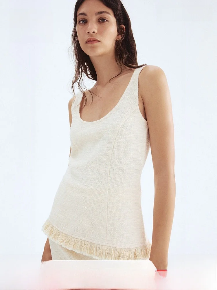 

H&M Faionable Casual Circle Fce Vest Women's Spring 2025 Cotton Polyester Spandex Blend Comfortable Breathable Vest