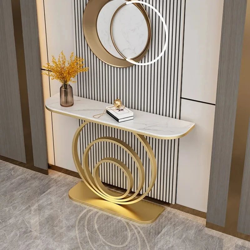 Minimalist Iron Console Tables Slate Narrow Side Table Corridor Entry Italian End View Desk with Light Entrance Furniture F image 3