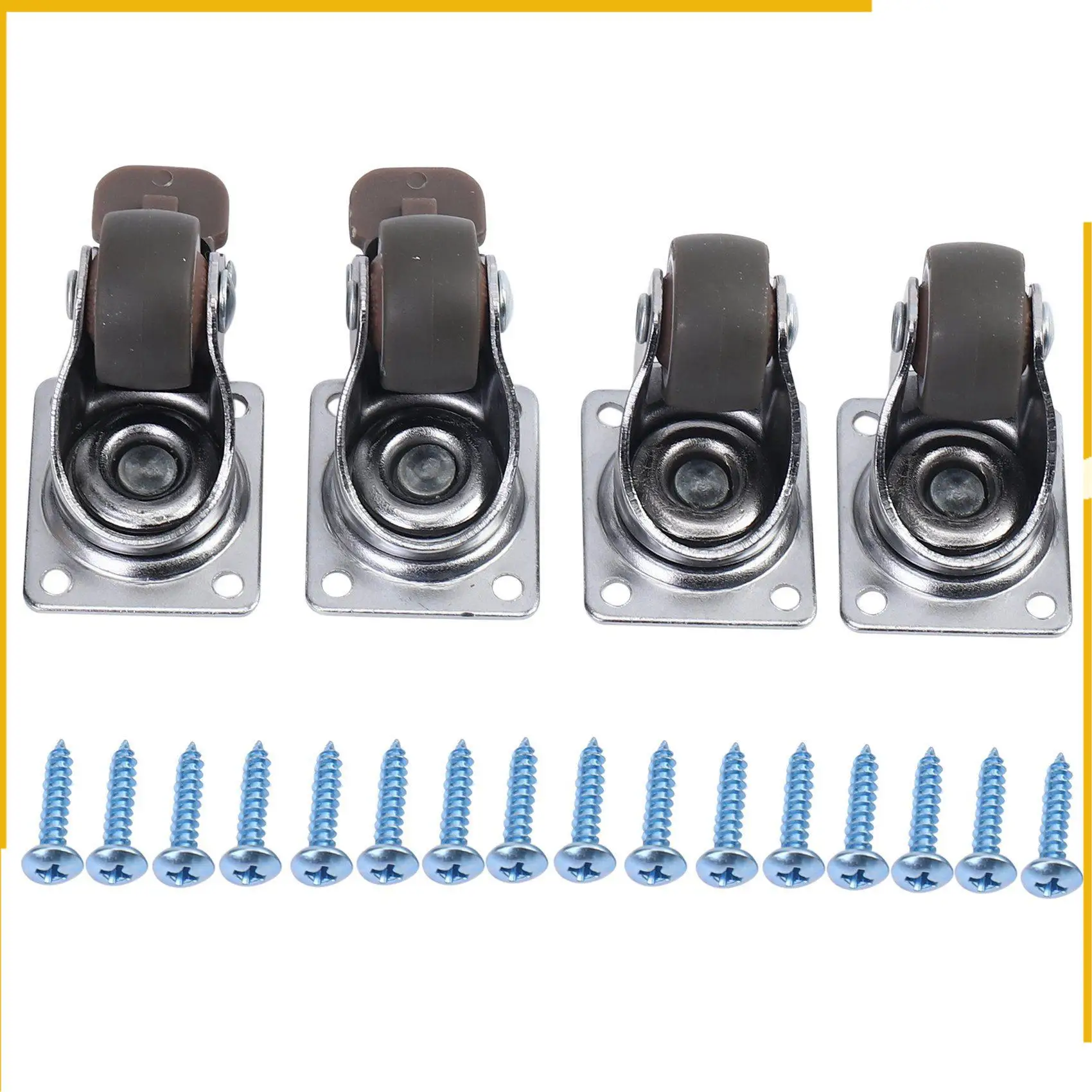 

A92P 4 Pack 1 Inch Low Profile Casters Wheels Soft Rubber Swivel Caster With 360 Degree Top Plate 100 Lb Total Capacity For Set