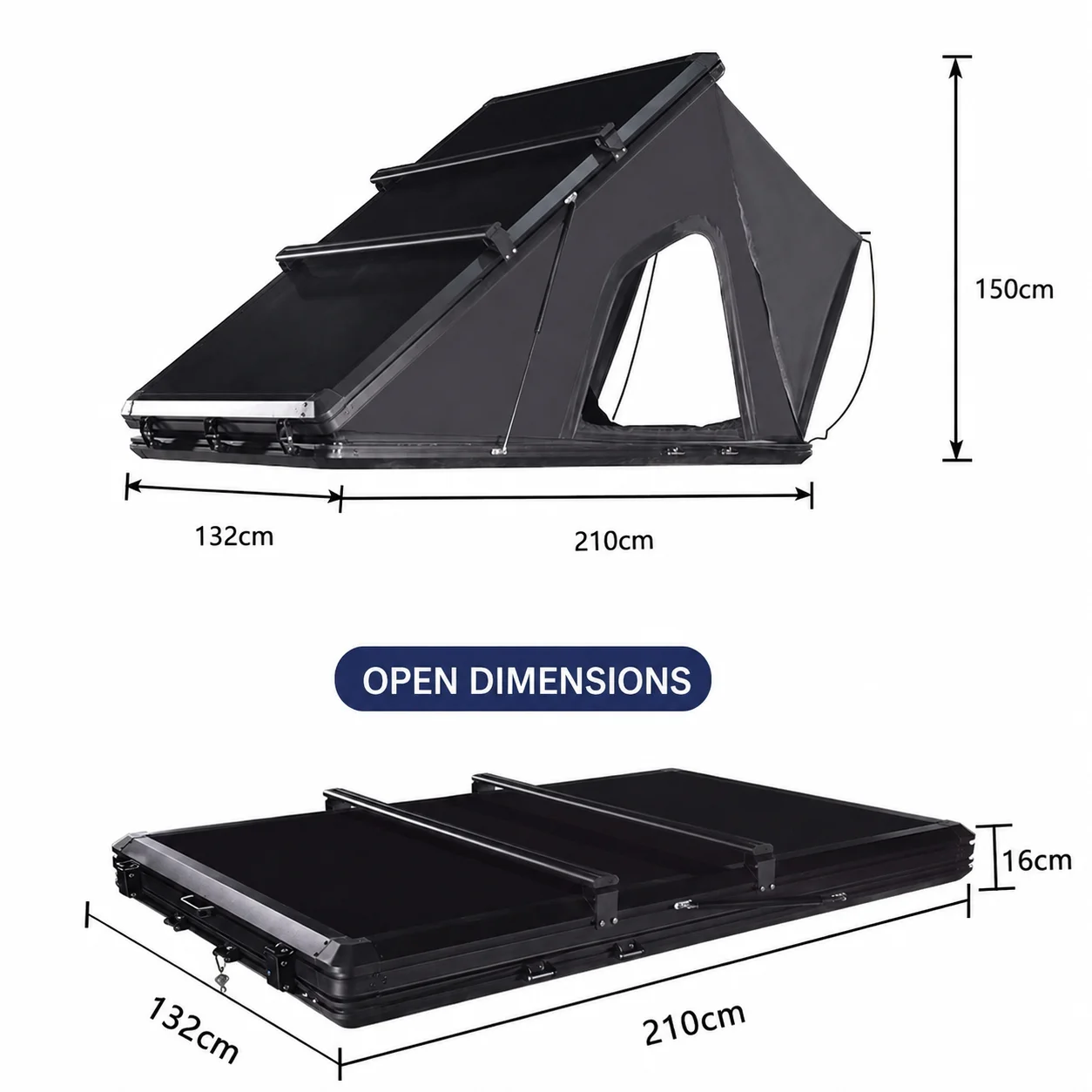 Automatic Hydraulic Triangular Rooftop Tent Waterproof Aluminum Alloy Car Roof Tent for Outdoor Camping and Road Trips
