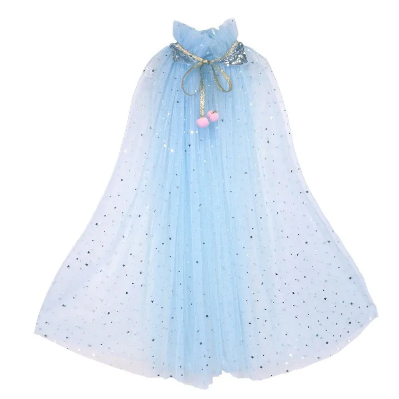 Girls Flowy Tulle Cape Dress Deluxe Princess Gown Lightweight Cloak Outfit for Birthday Banquet Stage Show Wholesale Apparel - view 3