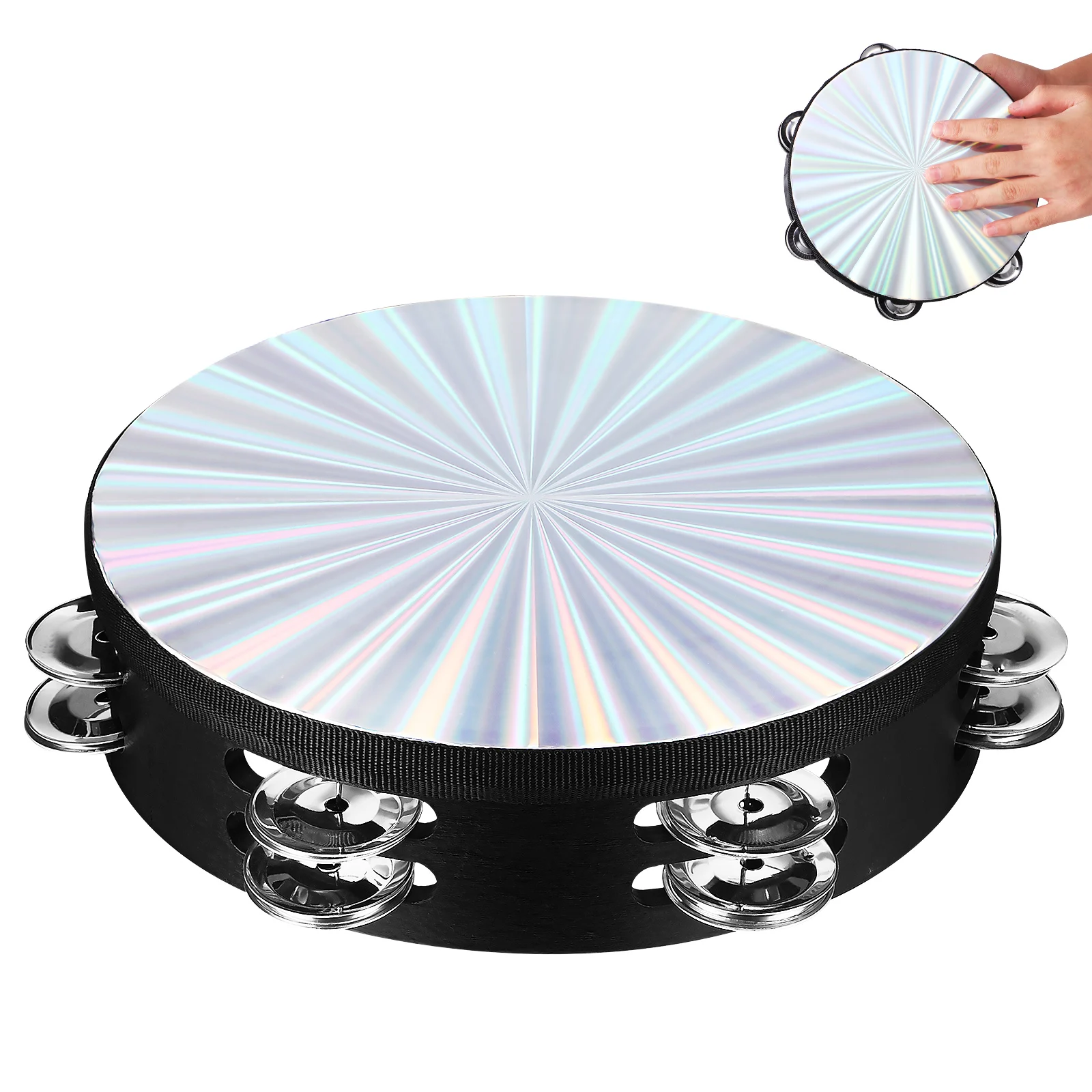 

1pcs Tambourine 8 Inch Double Row Bells Durable Wood Steel Material Hand Drum Musical Instruments Adults Kids Stage Family