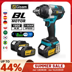 1800N.M Torque Brushless Electric Impact Wrench 1/2 inch Lithium-Ion Battery Cordless Wrench Tools For Makita 18V Battery Pins