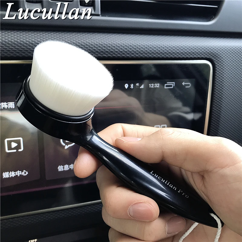 Lucullan spazzola ergonomica Super morbida per capelli Nano pannello interno in pelle spazzola per spolverare la pulizia LCD