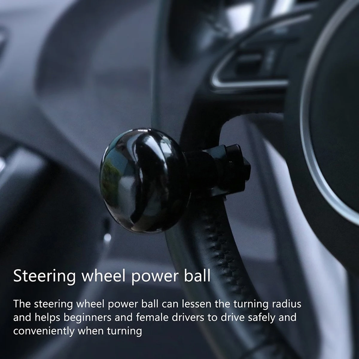 Automotive Universal Black Steering Wheel Assist Ball 360 Degree Rotating Bearing Power Handle Ball