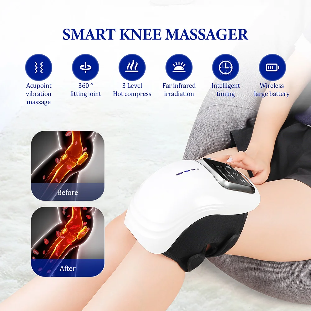 Heating Knee Massager Hot Compress Far Infrared Vibration Kneecap Brace Relieve Rheumatic Arthritis Pain Relax Leg Muscles