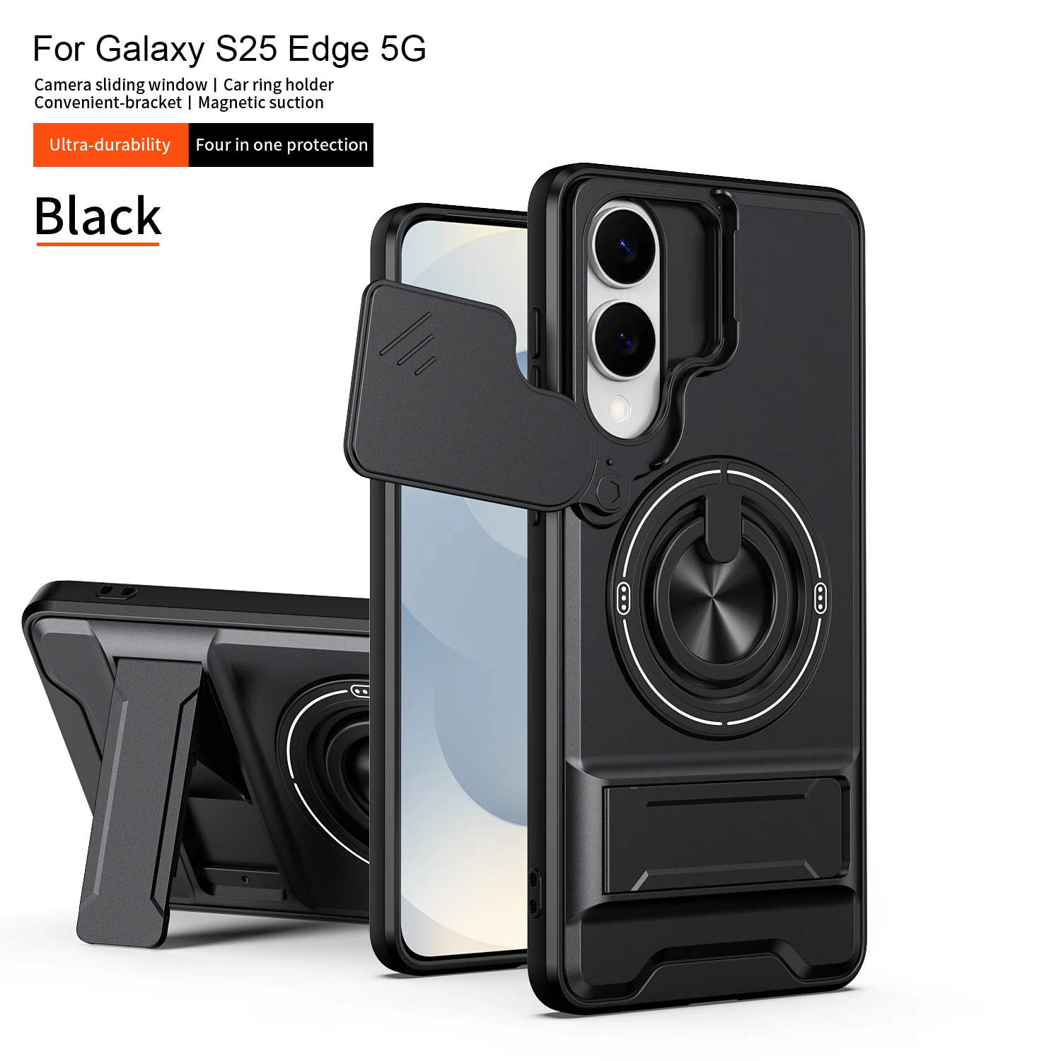 Case For Samsung Galaxy S25 Edge Magnetic Stand Slide Camera Protector For Samsung S25 Ultra S25Plus S25+ Shockproof Armor Cover