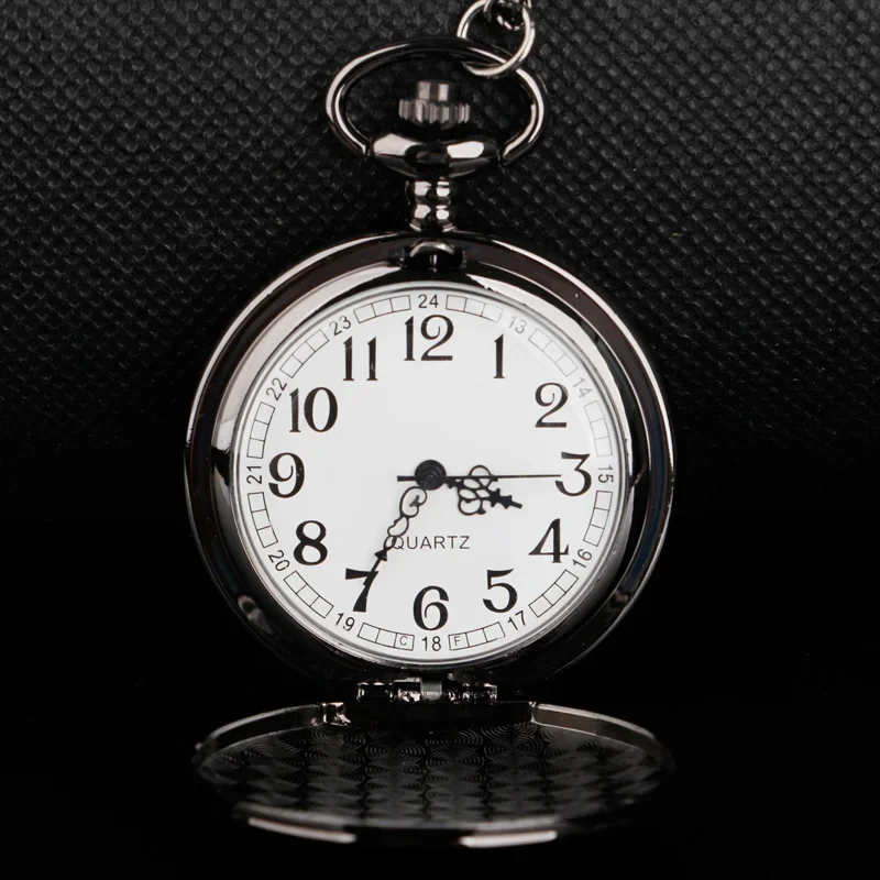 Black Business Quartz Pocket Watch With Chain Unisex Classic Watch Gift Simple Clock Hot Products