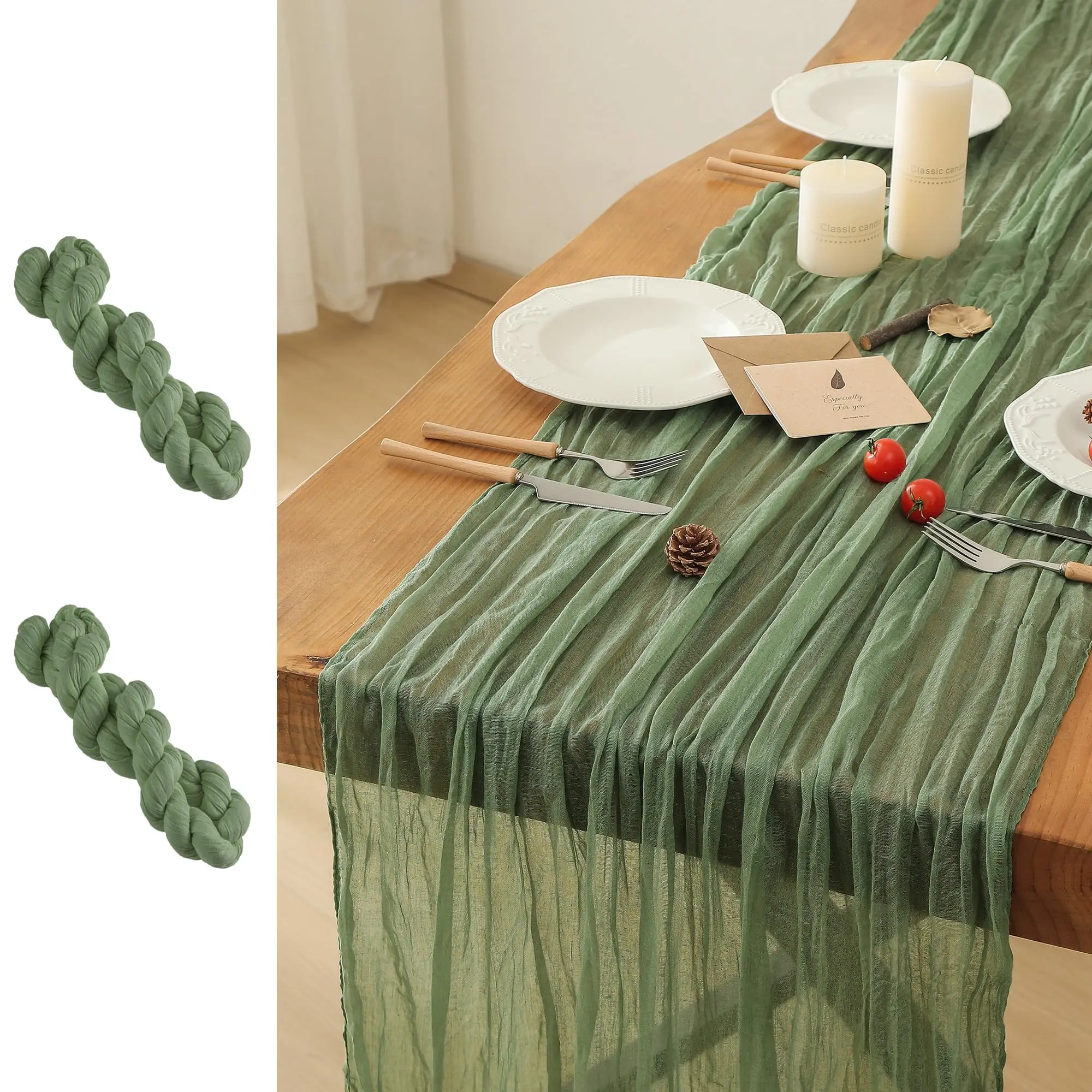 

2 Pcs Cheesecloth Table Runner Boho Gauze Table Runner Rustic Sheer Runner for Wedding Birthday Party Christmas Table Decoration
